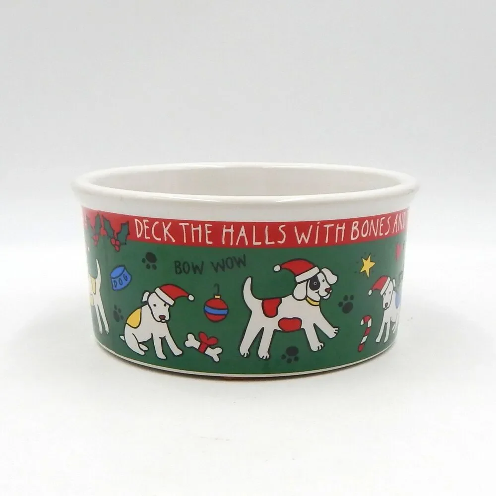 Deck The Halls Doggy Puppy Christmas Riviera Van Beers Signature Pet Bowl